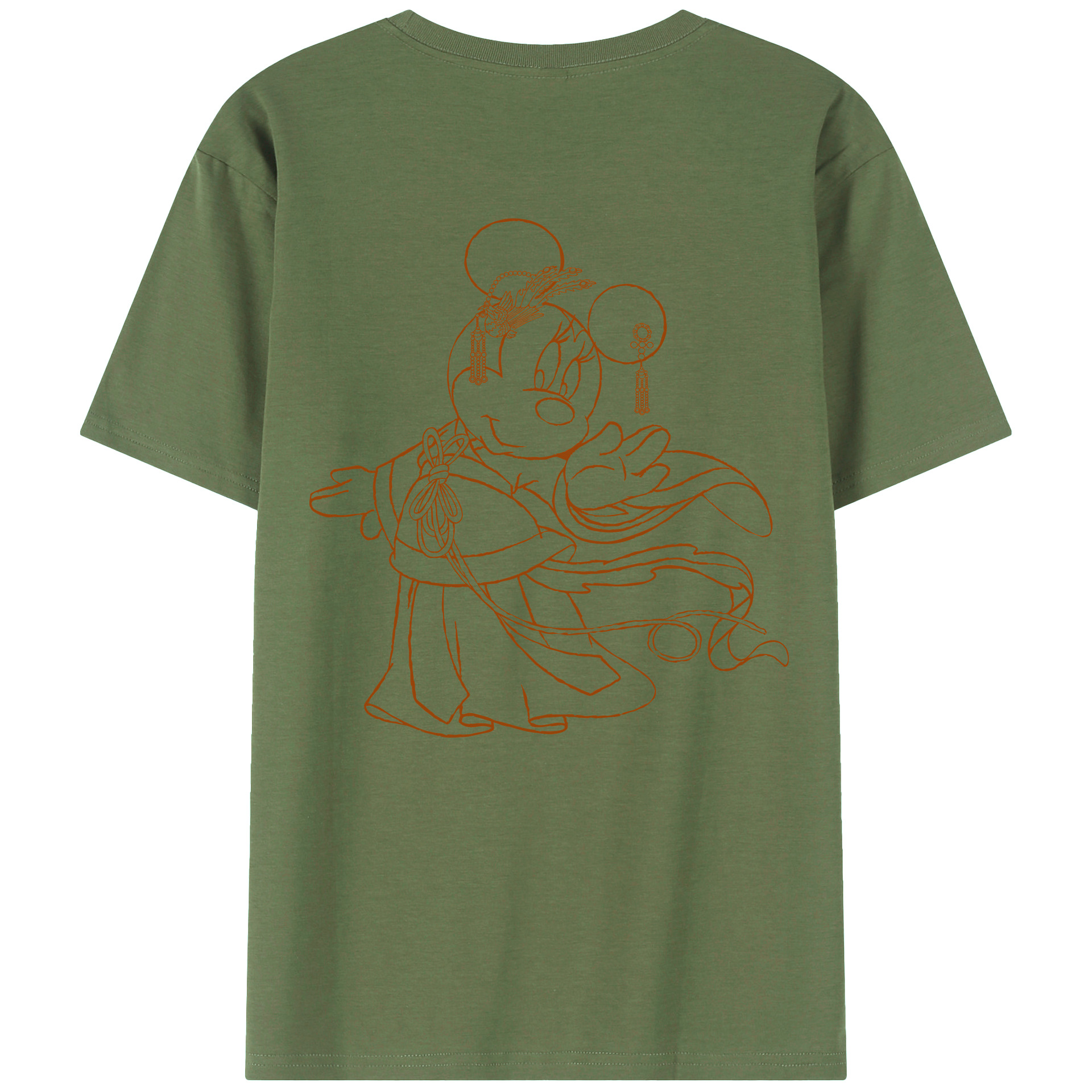 ミッキーマウス Mickey Mouse 綿100％ メンズ半袖Tシャツ（バックプリント） 通気性
